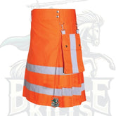 Modern Orange Firefighter Kilt with Detachable Pockets – Handmade Utility